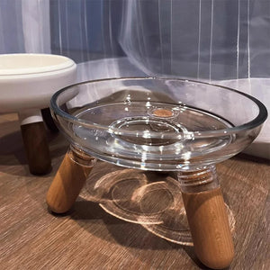 【E】Cat Bowl With Transparent Design, Elevated Cat Food Bowl Water Plate Snack Dish With Stand For Neck Protection