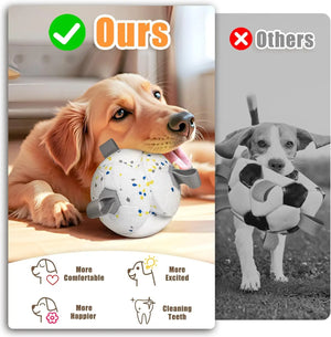 Dog Soccer Chew Toy with Rope - Durable Interactive Fetch Ball for Puppy, Pet Tug-of-War Training Toy, Teeth Cleaning Bite Resis