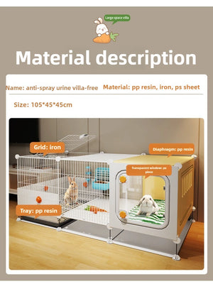 Rabbit Iron Fence Cage Toilet Integrated Large Dutch Guinea Pig Rabbit Cage Villa Small Animals Pet Products Cages Accessories