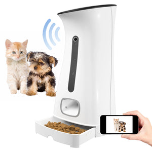 7.5L Dog Food Dispenser With Night Vision And 2-Way Audio 720P HD Wifi Camera Voice Recorder Automatic Cat Feeder