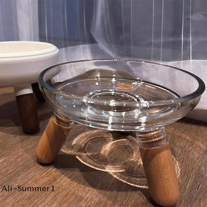 【E】Cat Bowl With Transparent Design, Elevated Cat Food Bowl Water Plate Snack Dish With Stand For Neck Protection