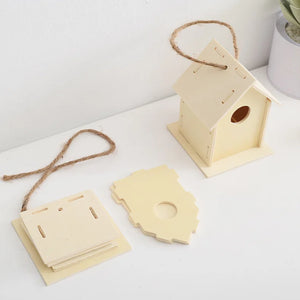 DIY Bird Wood House Outdoor Handmade Accessory Pet Supplies Hanging Birdhouse Hideouts for Outside Balcony jaulas para pájaros
