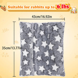 Rabbit Bed - Thick and Soft Rabbit Concave Bed, Pillow-Style Soft Cushion, Comes with Recliner-Style Pillow, Suitable for Indoor Rabbit Sleeping Gift, Gray Star Pattern