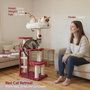 Cat Tree Tower for Indoor Cats Large Adults, Cat Tower with Scratching Post, Multi-Level Furniture Activity Center