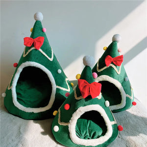 Christmas Cat House Dog House Warm Winter Can Be Dismantled and Washed Cute Small Dog Semi-closed Pet House