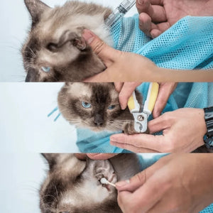 Cat Bath Bag - Safe, Scratch-Free Grooming. Soft, Quick Wrap for Easy Bath. Secure Drawstring. For Kittens & Adult Cats.