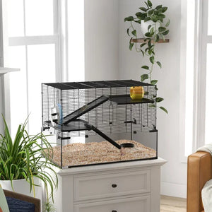 Three-tier Hamster Cage, With Quick Delivery, Glass Basin, Ramp And Sports Wheel, Suitable For Small Hamsters.