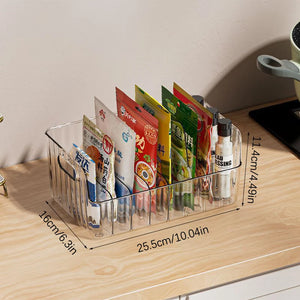 Storage Box With Partitions Refrigerator Organizer Bin Plastic Food Storage Organizer Tapes, Books, Seasoning Bags Storage Boxes