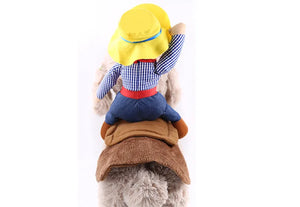 Dog Funny Clothes Cat Horseback Riding Costumes Santa Claus Dog Clothes Funny Cats Halloween Cosplay Transformation Costumes