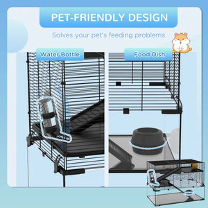 Three-tier Hamster Cage, With Quick Delivery, Glass Basin, Ramp And Sports Wheel, Suitable For Small Hamsters.