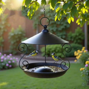 Iron Bird Feeder Windproof Rainproof Bird Food Dispenser Hanging Multi-purpose Bird Feeding Tray Hummingbird