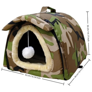 Outdoor Stray Cat and Dog House, Weatherproof and Cold-Resistant Winter Warmth Pet Cave (Camouflage, 18.9 x 16.5 x 14.1 inches)