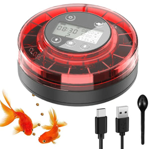 Aquarium Automatic Food Dispenser Automatic Fish Feeder USB Rechargeable Auto Fish Food Dispenser with Timer LCD Display