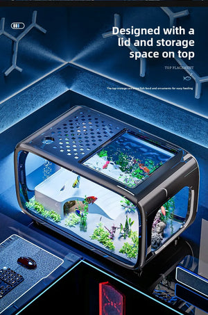Luxury Fish Tank For Home Use, High-end With Cover, Transparent Living Room, Landscaping, Ecological Tank, Entrance Decoration,