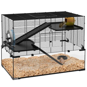 Three-tier Hamster Cage, With Quick Delivery, Glass Basin, Ramp And Sports Wheel, Suitable For Small Hamsters.