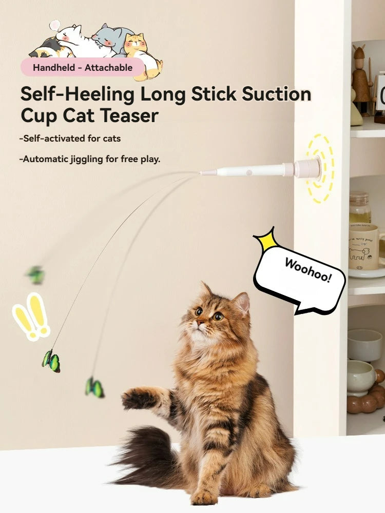 Cat electric toy self-hilarity relieves boredom, automatic cat teasing, adsorpable, can hold a strong suction cup, long rod, cat
