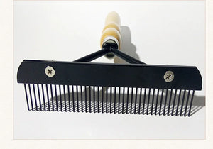 Dog Comb Grooming Rake Long Tooth Steel Comb Wood Handle Pet Dehedding Tools Grip Comfortable Antirust Clean Brush