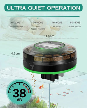 Aquarium Automatic Food Dispenser Automatic Fish Feeder USB Rechargeable Auto Fish Food Dispenser with Timer LCD Display