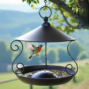 Iron Bird Feeder Windproof Rainproof Bird Food Dispenser Hanging Multi-purpose Bird Feeding Tray Hummingbird
