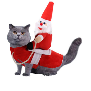 Dog Funny Clothes Cat Horseback Riding Costumes Santa Claus Dog Clothes Funny Cats Halloween Cosplay Transformation Costumes
