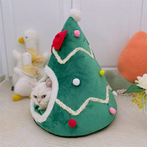 Christmas Cat House Dog House Warm Winter Can Be Dismantled and Washed Cute Small Dog Semi-closed Pet House