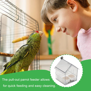 ABS Bird Feeder Prevent Scattering Bird Feeding Bowl Hanging Multifunction Bird Bath Parakeets Bathtub Bird Cage Accessories