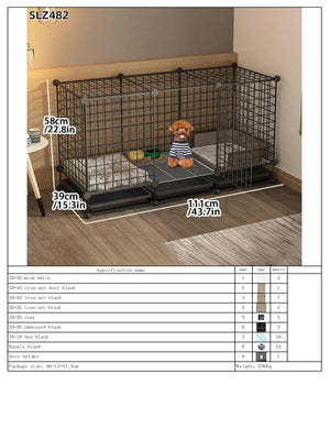 Dog Cage Small Dog Indoor with Separate Toilet Household Corgi Teddy Pomeranian House Kennel Dog Pet Fence