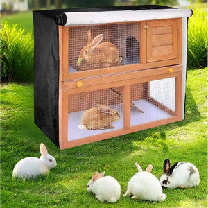 Rabbit Hutch Cover Waterproof Windproof Pet Winter Protection Supplies Double Rabbit Cage Dust Cover for Winter with Zipper