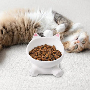 Cat Ear Ceramic Feeding Bowl Reusable Food Container Stable base anti-tip inclined mouth cat drinking water bowl pet supplies