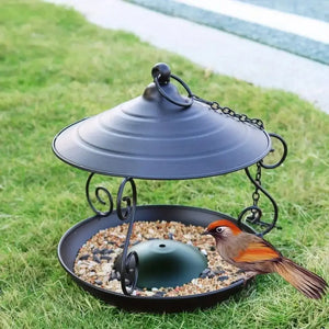 Iron Bird Feeder Windproof Rainproof Bird Food Dispenser Hanging Multi-purpose Bird Feeding Tray Hummingbird