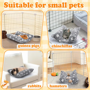 Rabbit Bed - Thick and Soft Rabbit Concave Bed, Pillow-Style Soft Cushion, Comes with Recliner-Style Pillow, Suitable for Indoor Rabbit Sleeping Gift, Gray Star Pattern