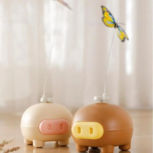 Electronic Interactive Cat Teasing Toys Electric Intelligent Automatic Rotate Cute Pig Funny Electric Rotating Butterfly Toys
