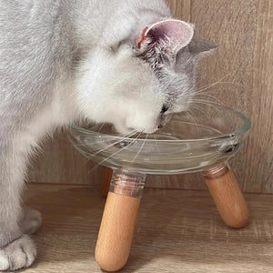 【E】Cat Bowl With Transparent Design, Elevated Cat Food Bowl Water Plate Snack Dish With Stand For Neck Protection
