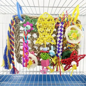 Bird Shredding Toys Wooden Blocks Colorful Parrot Chewing Foraging Hanging Toy for Parakeets Love Birds Budgies