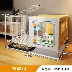Rabbit Iron Fence Cage Toilet Integrated Large Dutch Guinea Pig Rabbit Cage Villa Small Animals Pet Products Cages Accessories