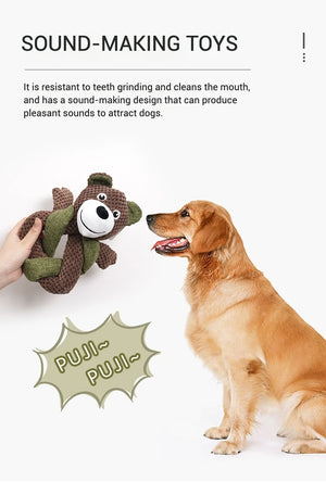 Bite Resistant Rabbit Fur Plush Dog Toy Durable Linen Squeaky Toy for Puppies and Medium Dogs with Soft Burlap and Rabbit Hair