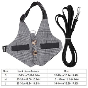 Rabbit Vest with Leash Soft Breathable Gentlemanly Style Rabbit Clothes for Playing Exercising and Outdoor Activities