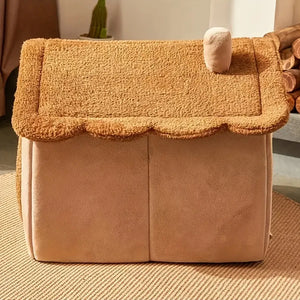 Foldable Pet House Removable Washable Cat House Puppy Cave Sofa Pet Bed House for Extra Small Dogs and Small Medium Cats Winter