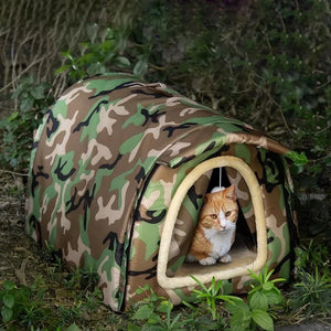 Outdoor Stray Cat and Dog House, Weatherproof and Cold-Resistant Winter Warmth Pet Cave (Camouflage, 18.9 x 16.5 x 14.1 inches)