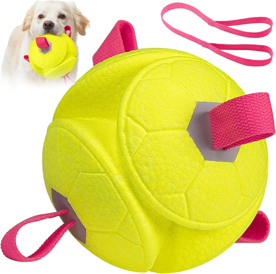 Dog Soccer Chew Toy with Rope - Durable Interactive Fetch Ball for Puppy, Pet Tug-of-War Training Toy, Teeth Cleaning Bite Resis