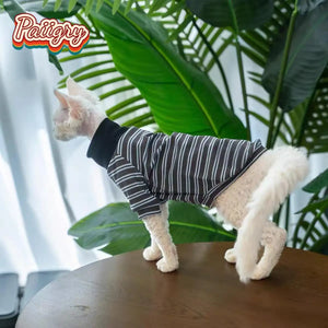Cat high-neck T-shirt clothes, handsome and fashionable Devon cat hairless cat is the first choice, summer pet clothes, anti-she