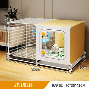 Rabbit Iron Fence Cage Toilet Integrated Large Dutch Guinea Pig Rabbit Cage Villa Small Animals Pet Products Cages Accessories