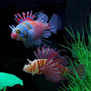 Artificial Luminous Lionfish Fish Silicone Fake Fish Floating Glow In Dark Aquarium Tank Landscape Ornament Home Decoration