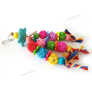 Bird Shredding Toys Wooden Blocks Colorful Parrot Chewing Foraging Hanging Toy for Parakeets Love Birds Budgies