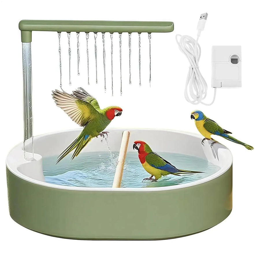 Bird Bath Quiet USB Pump Anti-Splash Indoor Bird Shower for Cage for Finch Lovebird Conure Canary Cockatiel Parakeet Cockatoo