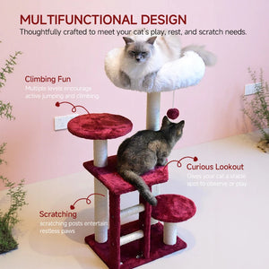 Cat Tree Tower for Indoor Cats Large Adults, Cat Tower with Scratching Post, Multi-Level Furniture Activity Center