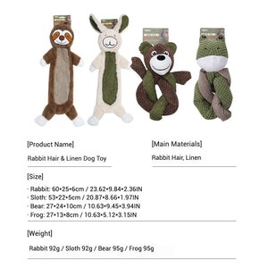 Bite Resistant Rabbit Fur Plush Dog Toy Durable Linen Squeaky Toy for Puppies and Medium Dogs with Soft Burlap and Rabbit Hair