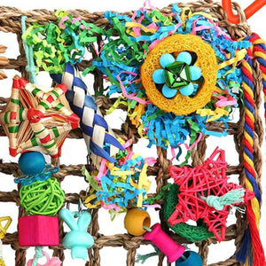 Bird Foraging Wall Toys with Various Toys with Hanging Hook Chewing Toy Climbing for Finches Budgie Cockatiel Love Birds Macaws