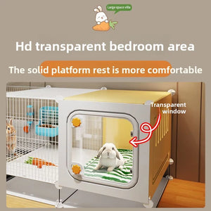 Rabbit Iron Fence Cage Toilet Integrated Large Dutch Guinea Pig Rabbit Cage Villa Small Animals Pet Products Cages Accessories