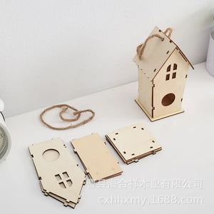 DIY Bird Wood House Outdoor Handmade Accessory Pet Supplies Hanging Birdhouse Hideouts for Outside Balcony jaulas para pájaros